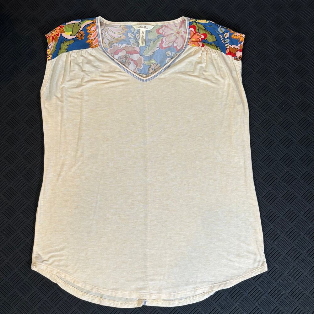 Matilda Jane Floral Yoke V-Neck Tunic Top Women's Medium Boho Cottagecore